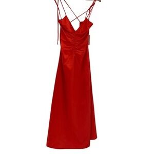 Jason Wu Slip Dress Satin Women XS Orange‎ Sleeveless New MIDI Strappy